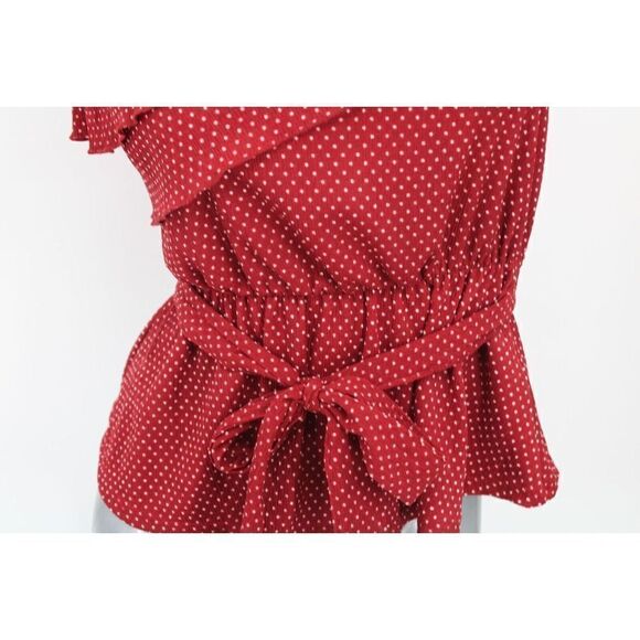Maeve Anthropologie Rita Ruffled One Shoulder Top XS Polka Dots Red NWT - Picture 5 of 11